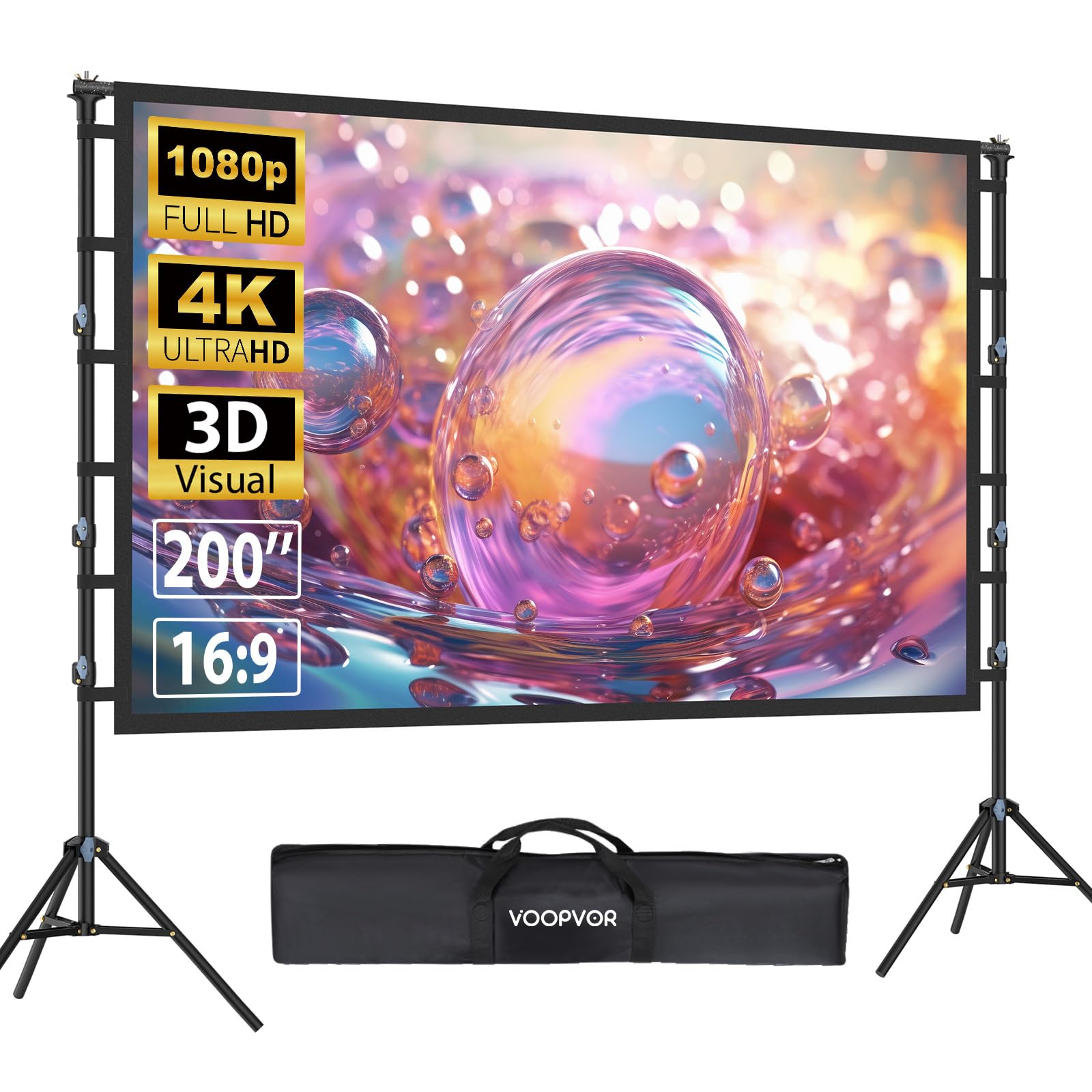 200 Inch Projector Screen with Stand: VOOPVOR 16ft