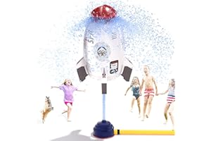 OSLLATE Sprinkler for Kids - Water Sprinkler for Kids, 360 Degree Rotation Kids Sprinkler, Water Rocket Spray Sprinkler for Kids, Outdoor Water Toys for Age 3 4 5 6 7 8 Year Old Boys Girls Gift(Gray)