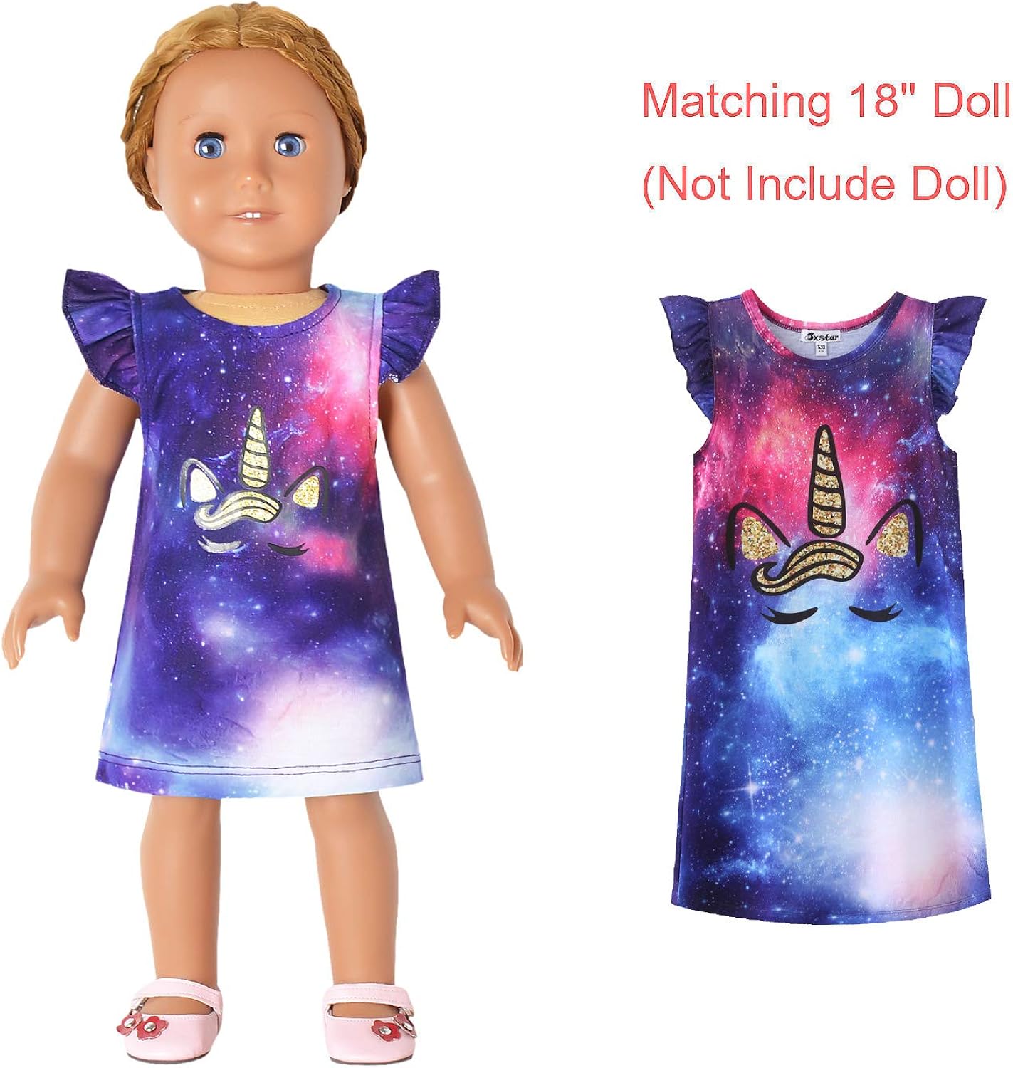 Jxstar Matching Doll & Girls Nightgowns Pajamas Princess Night Shirts Sleepwear: Clothing