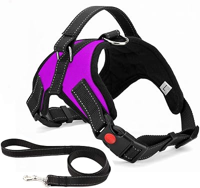Musonic No Pull Dog Harness Breathable Adjustable XS Purple Leash Included