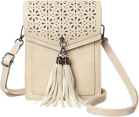 Minicat Fringe Thicher Pocket Small Crossbody Cell Phone Purse Wallet For Women With Credit Card Slots Beige Rfid Blocking Handbags Amazon Com