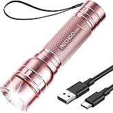 Rechargeable Flashlights High Lumens, G1000 Super Bright Flash Light Pink, Small Zoomable LED Flashlight with 3 Lighting Mode