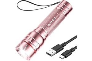 RECHOO Rechargeable Flashlights High Lumens, G1000 Super Bright Flash Light Pink, Small Zoomable LED Flashlight with 3 Lighting Modes, Portable Tactical Flashlight for Camping Essentials, Gift for Women