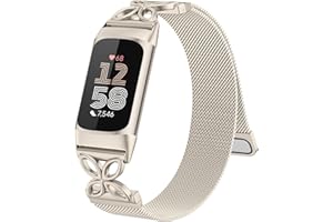 GEAK Metal Bands Compatible with Fitbit Charge 6/ Charge 5 Bands for Women Men, Stylish Cute Adjustable Breathable Watch Bracelet Sport Watch Strap Replacement Wristbands for Charge 6/Charge 5 Band