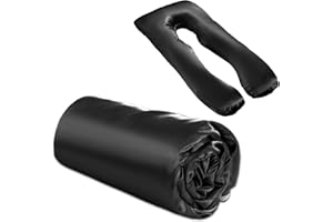 BALAPET Silky Satin Pregnancy Pillow Cover (ONLY Pillowcase), U Shaped Luxurious Smooth Maternity Pillow Cover, Soft & Breathable Large Pillow Protector with Hidden Zip for Side Sleeper, Black