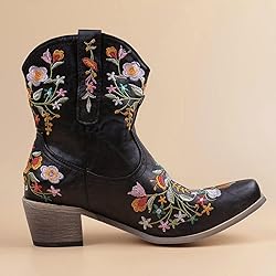Hbeylia Cowboy Boots For Women Vintage Embroidery