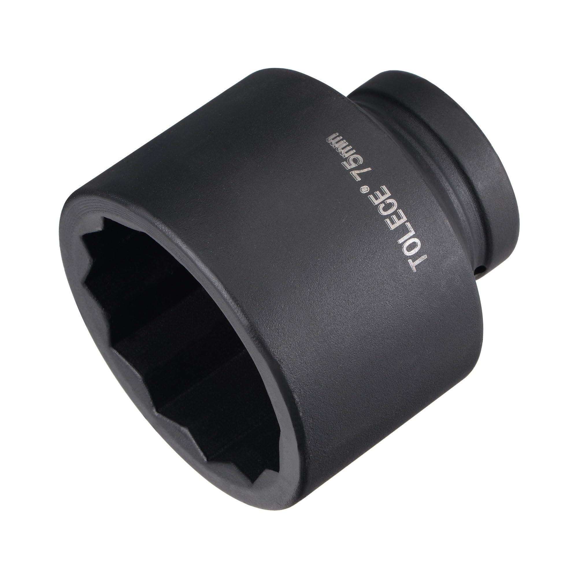sourcing map 1-Inch Drive 75mm 12-Point Impact Socket, CR-MO Steel 100mm Length, Standard Metric Sizes