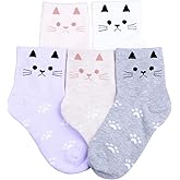 Tandi Kids Girls Cotton Cute Socks Low Cut Crew Ankle No Toe Seam Pack of 5