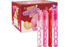 AVISKI 80PCS Valentines Day Bubble Wands, Mini Bubble Wands for Valentines Day Party Favors, Valentines Gift Toys for Girls Boys Kids Toddler Adults, Party Bag Stuffers Goodie Bag Filler, Classroom Prizes