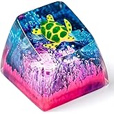 GIKZO Sea Turtle Pink Blue Coral Reef Artisan Keycap, 1U ESC, R1 SA Profile, Custom Handmade Resin Key Cap for Cherry MX Mechanical Keyboard, Cool Tech Gift for Men, Dad, Gamers and Ocean Lovers