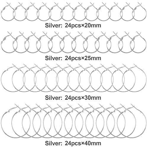 PAGOW 96-Piece Hoop Earring Findings - Hypoallergenic Alloy, Silver & Gold, 20mm-40mm For Jewelry Making - View #3