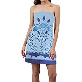 TERIVEEK Women Strapless Tube Mini Dress Boho Floral Print Sleeveless Backless Short Dress Summer Going Out Beach Sundress