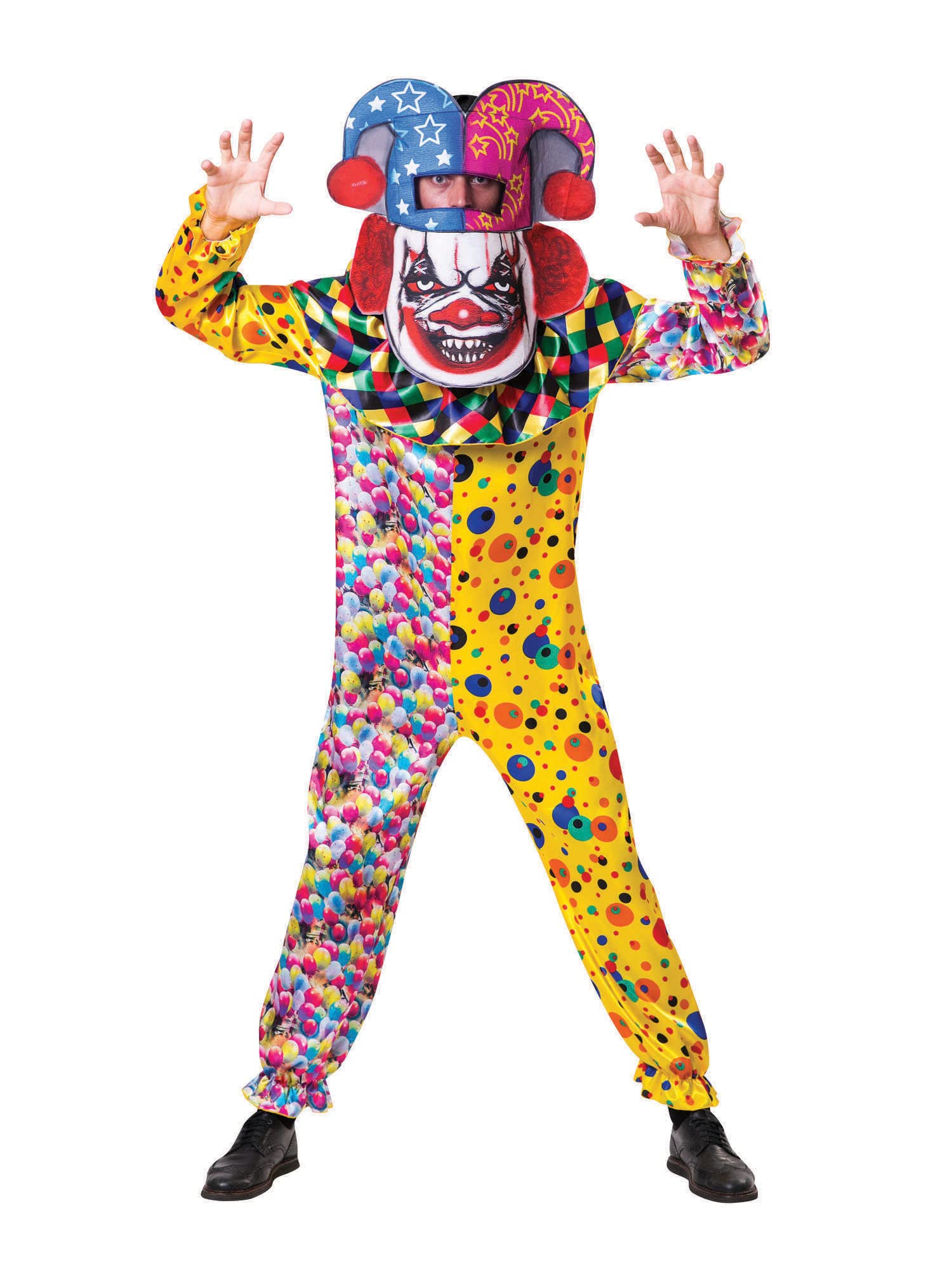 Bristol Novelty AF071 Big Head Clown Costume, Men, Women, Multi-Colour, One Size