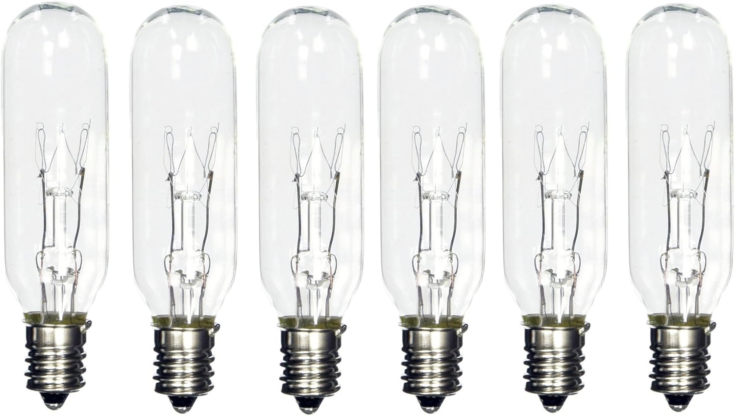 (Pack of 6) 15T6 15 Watt Tubular Light Bulb Candelabra E12 Base Clear Bulb: Home Improvement