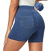 IUGA Stretchy Jean Shorts for Women High Waisted Pull On Jorts with Pockets Denim Shorts Women Summer Casual Shorts 2025