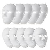 woshilaoDS 10 Pcs DIY Full Face Masks, Blank White