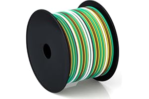 DOAUTO 100Foot Bonded 4-Way Trailer RV Camper Towing Boat Wiring Harness Wire Spool, Primary 4-Wire 14 Gauge Copper Wire, Ideal for All Basic Needs(Green, Yellow, Brown, White), Multi