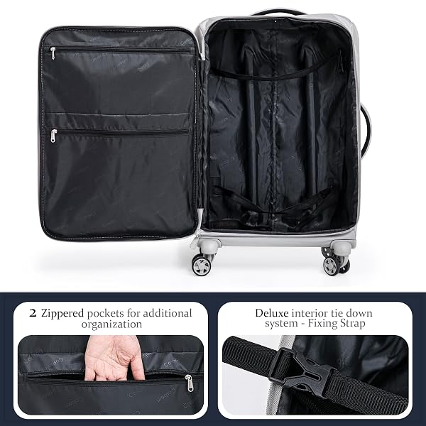 COSBARN 3 PIECE SOFTSIDE LUGGAGE SETS – LIGHTWEIGHT DURABLE SUITCASE WITH 360° SILENT SPINNER WHEELS & RETRACTABLE HANDLE, SOFTSHELL CARRY ON FOR BUSINESS/FAMILY TRAVEL (20IN/24IN/28IN)