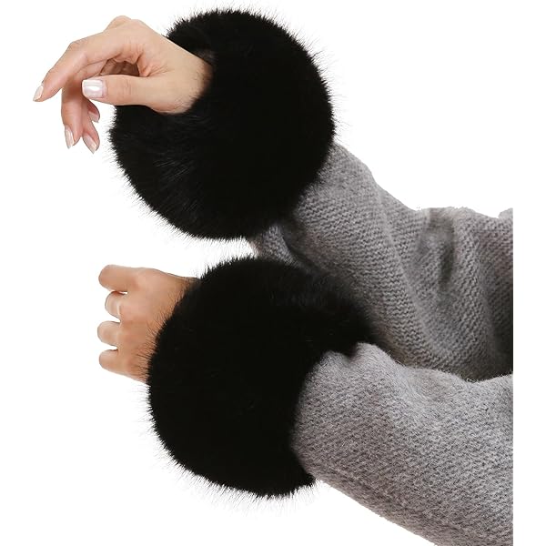 PuÃ±os De Piel SintÃ©tica Para Mujer - 2 Pares, Negro Y Blanco, Suaves Y CÃ¡lidos, Ideales Para Invierno