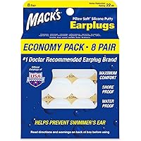 Mack’s Pillow Soft Silicone Earplugs – 8 Pair, Economy Pack – The Original Moldable Silicone Putty Ear Plugs for…