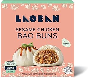 Laoban Dumplings︱Sesame Chicken Bao Buns︱Made with Free-Range Chicken, Shiitake Mushrooms, and Sesame︱Frozen Meals Made from 