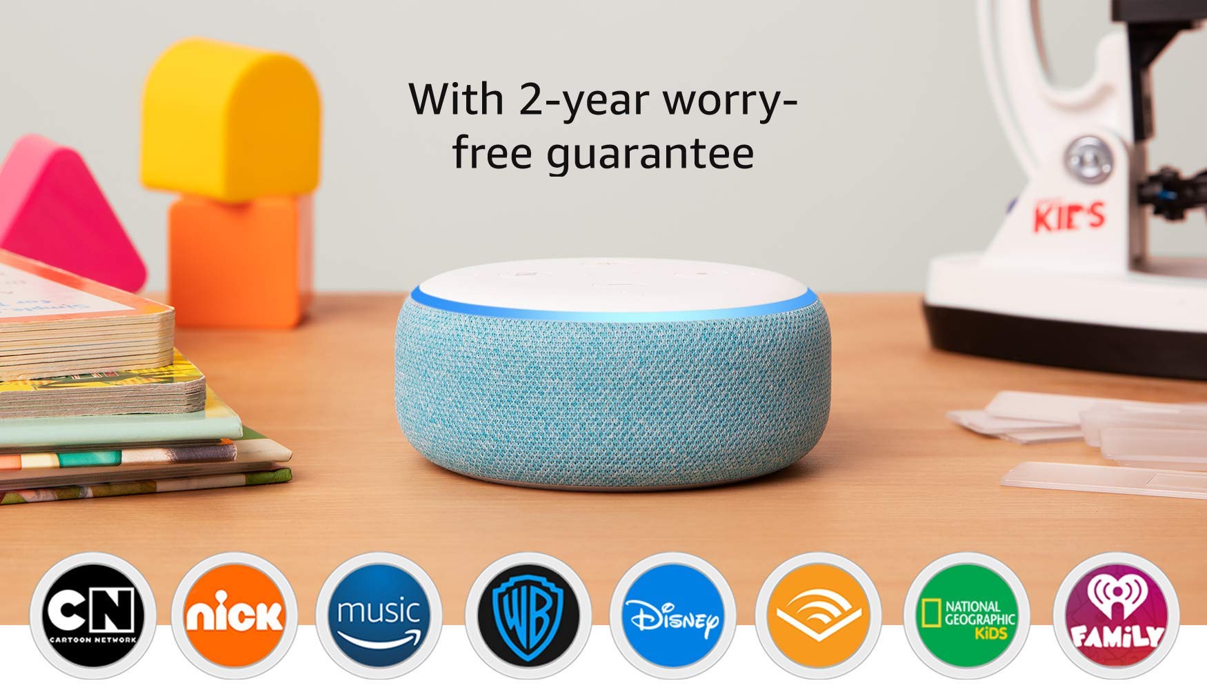Voice Control All-New Echo Dot Kids Edition, an Echo designed for Kids, Blue Voice Control All-New Echo Dot Kids Edition, an Echo designed for Kids, Blue