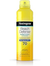 Neutrogena Beach Defense Body Spray Sunscreen with Broad Spectrum SPF 70, Water-Resistant and Oil-Free Sun Protection, 6.5 oz