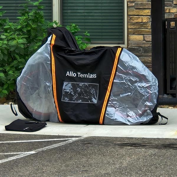 ALLOTEMLASS BIKE COVER FOR CAR RACK FOR TRANSPORT, REAR BIKE RACK COVERS FOR 2 BIKES ON HITCH TRAVEL STORAGE WITH REFLECTIVE STRIPS, QUICK-RELEASE BUCKLES WATERPROOF 600D OXFORD OUTDOOR AND HEAVY DUTY