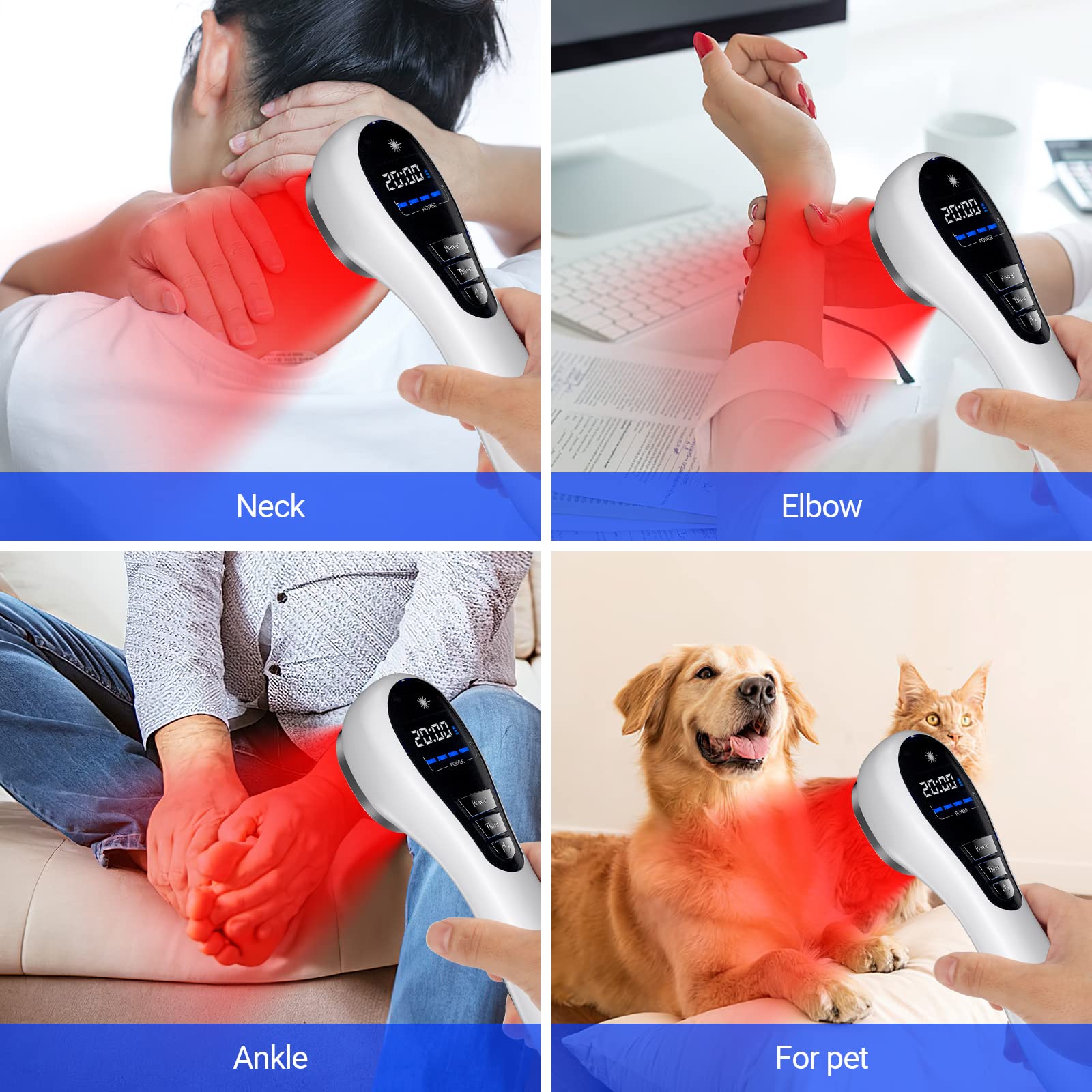 Red Light Therapy, Holsn Infrared Red Light Therapy Device for Body Targets Joint and Muscles Directly for Pain Relief, 650 nm & 808nm Red Light Therapy Wand