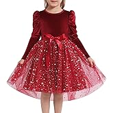 Luckrizyy Girls Velvet Christmas Dress Toddler Tulle Sequin Tutu Dresses Kids Winter Party Holiday Casual Princess Dress 2-7Y
