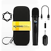 Bowens Wireless Microphone System – Karaoke Microphone Wireless with Receiver, Echo Control, LCD Display, USB-C Charging, 6.35mm Adapter – Cordless Mic for Singing, Speaking Parties, Events