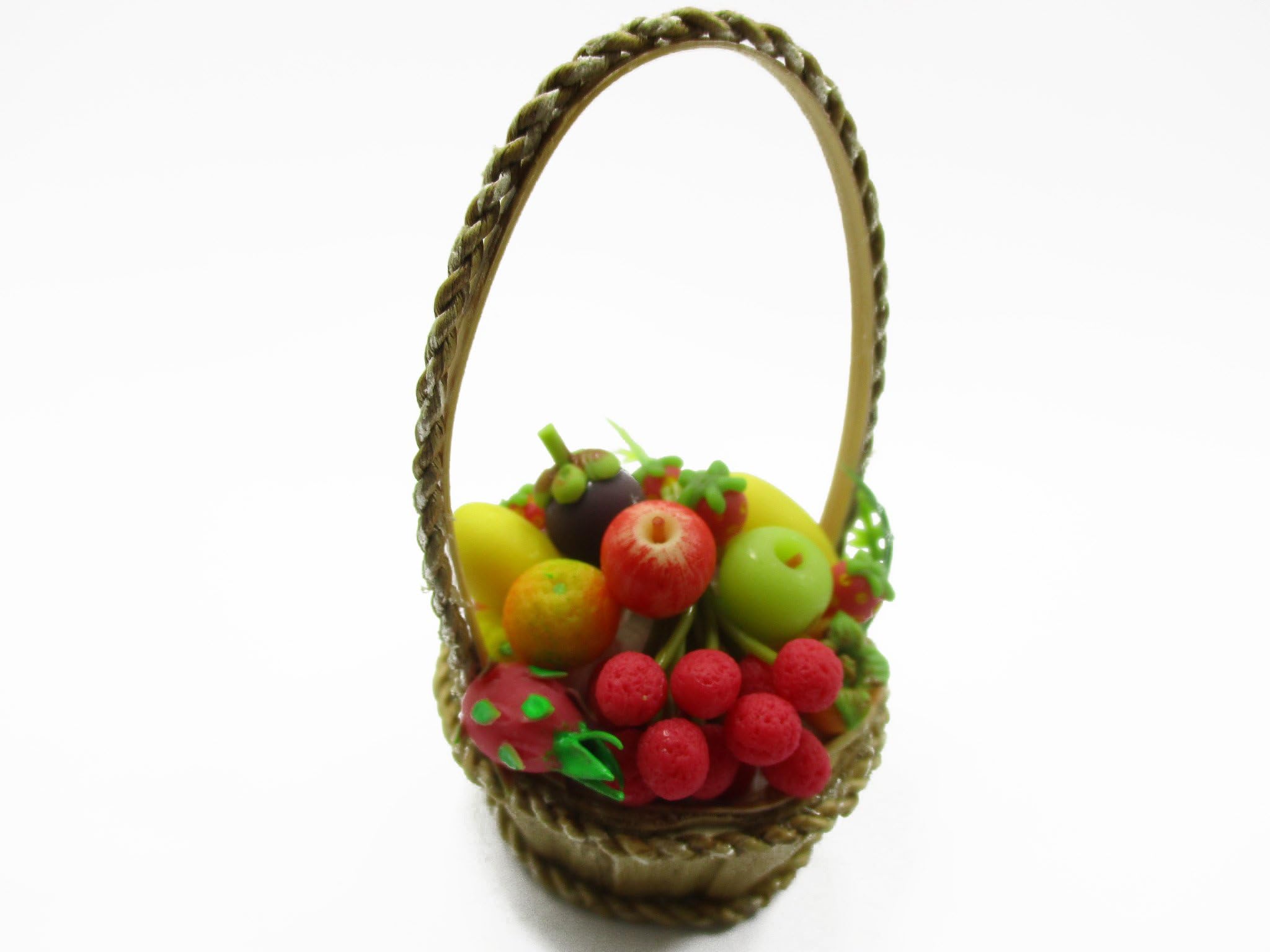 Dollhouse Miniatures Food 1:12 Picnic Wicker Basket Assorted Fruit Supply 13920