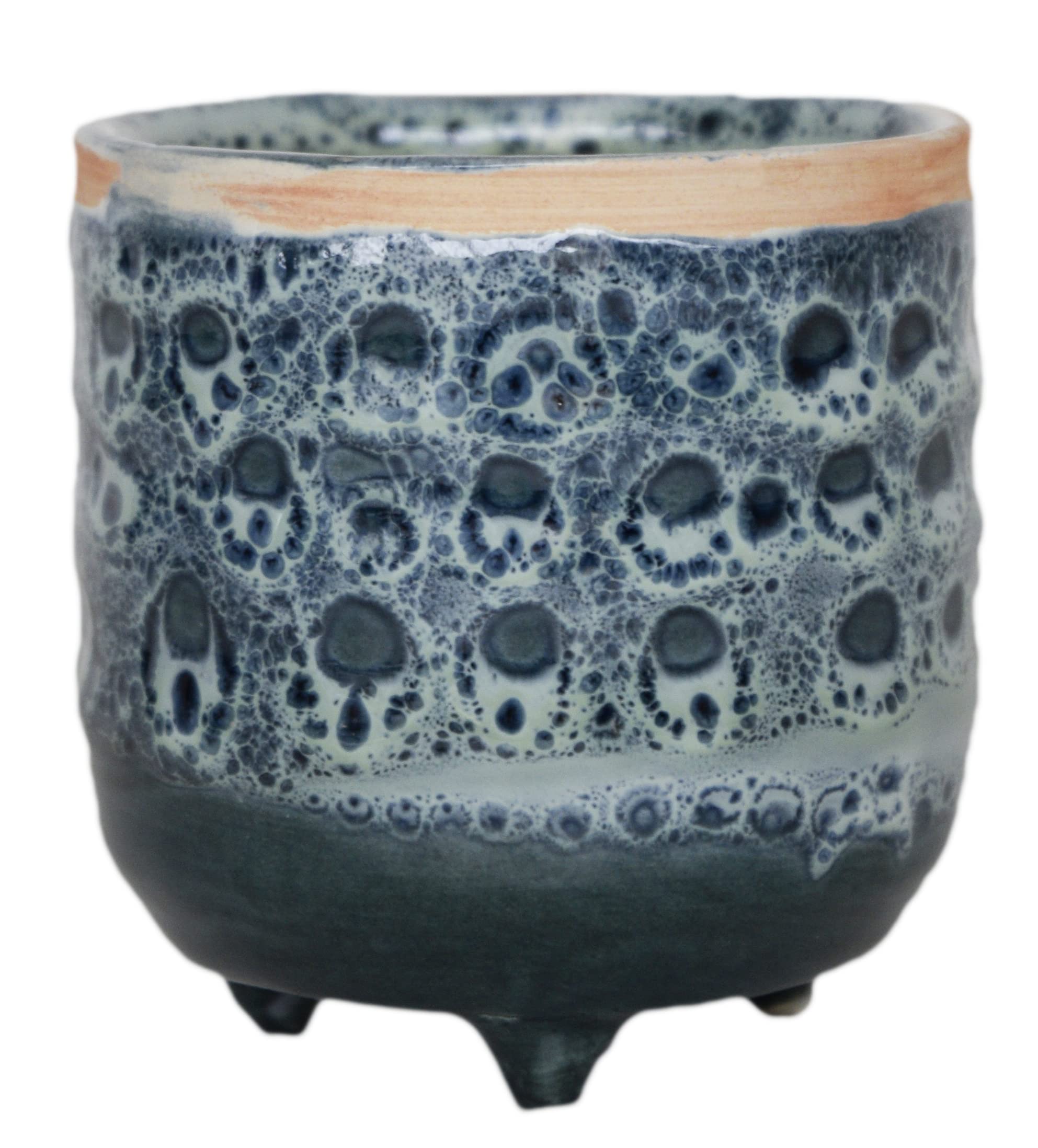 Ivyline Indoor Sapphire Reactive Glaze Planter with Foot H7Cm D7Cm