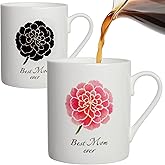 Lovift Novelty Coffee Mug Birthday Gift for Mom, Unique Heat Color Changing Carnation Tea Cup for Best Mother, Funny Mother's Day Christmas Gifts for Mama Women from Daughter and Son. 12 oz.