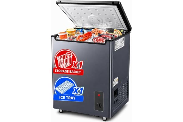 Casanta 5.0 Cu Ft Chest Freezer, Mini Deep Freezer Home Garage with Baskets