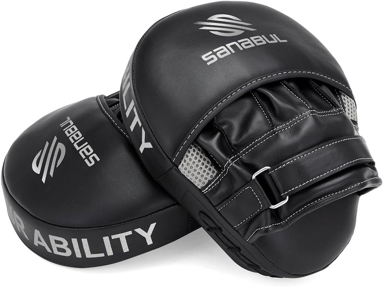 Sanabul Essential Curved Boxing MMA Punching Mitts (Black/Red) : Sports & Outdoors