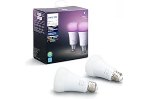 Philips Hue White and Color Ambiance 2-Pack A19 LED Smart Bulb, Bluetooth & Zigbee compatible (Hue Hub Optional), Works with