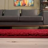 THE RUGS Shaggy Living Room Rug 120 cm Round Red 30 mm Thick 100% Polypropylene view 7