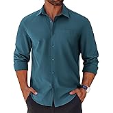COOFANDY Mens Long Sleeve Button Down Shirts Casual Untucked Shirts for Men Dress Shirts Beach Wedding Shirts