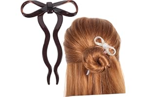Mobestech 2 Pcs U Shaped French Hair Pins for Women Lightweight Acetate Bow Hair Clips Compatibility Elegant