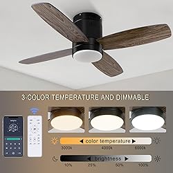 Ohniyou Ceiling Fan with Lights - 38'' Small Flush