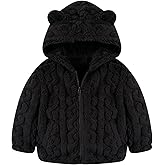 Lindanina Toddler Fleece Jacket Girls Hooded Zip-up Coat Warm Winter Clothes with Pocket 2-6 Years