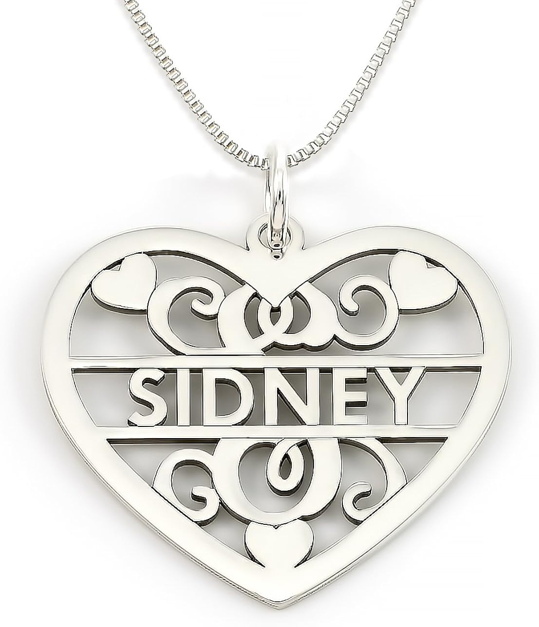 AJ's Collection Sterling Silver Fancy Heart Initial and Name Necklace