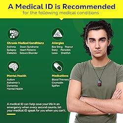 Theluckytag Medical Alert Necklace for Men Women