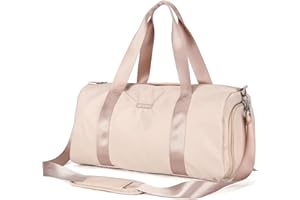 HYC00 Gym Bag for Women, Workout Duffel Bag, Sports Gym Bags with Wet Pocket and Shoe Compartment,Beige