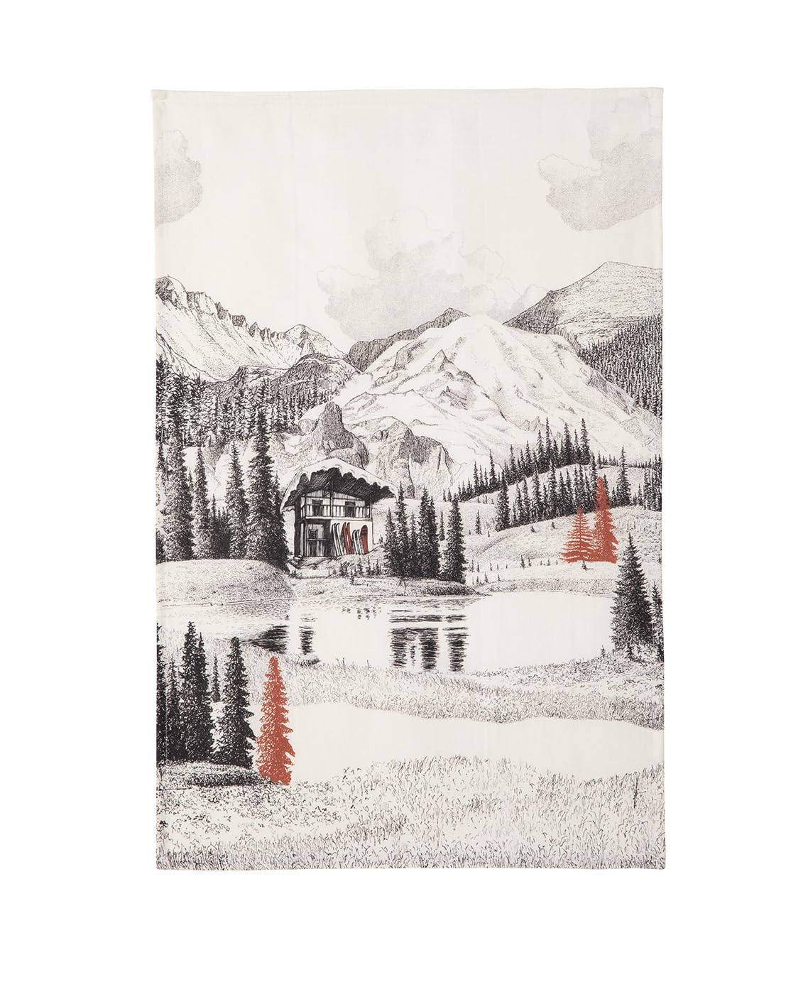 Printed Linen Tea Towel, Mountain Landscape