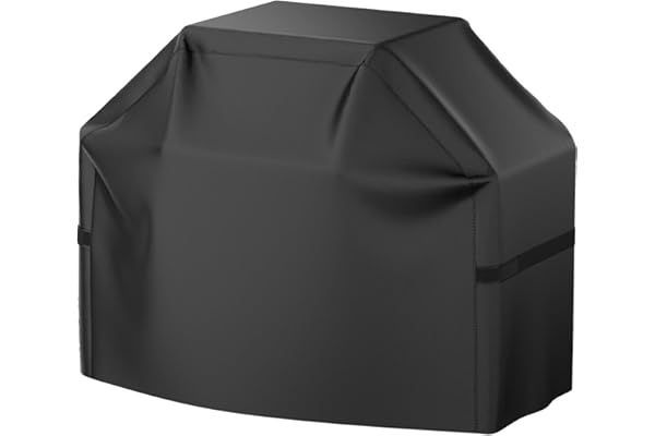 Grill Cover, 58 inch BBQ Gas Grill Cover for Outdoor Grill, Waterproof, Anti-UV, Rip-Proof, Fade Resistant Material, Barbecue Cover with Hook-and-Loop Straps & Adjustable Hem Drawstring, Black