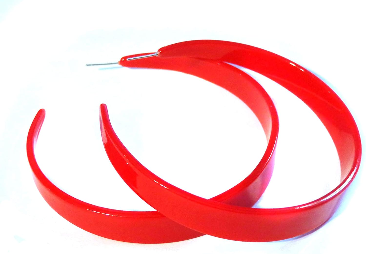 Large Red Hoop Earrings 3 Inch Hoop Earrings Pierced Jewelry