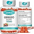 2 Pack Ginkgo Biloba Gummies 120 mg for Women and Men, Brain Supplement Improve Better Mood and Focus, Vegan Mixed Berry Flavor 120 Count