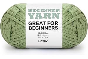HEJIN 60g Light Sage Yarn for Crocheting and Knitting;66m (72yds) Cotton Yarn for Beginners with Easy-to-See Stitches;Worsted-Weight Medium #4;Cotton-Nylon Blend Yarn for Beginners Crochet Kit Making